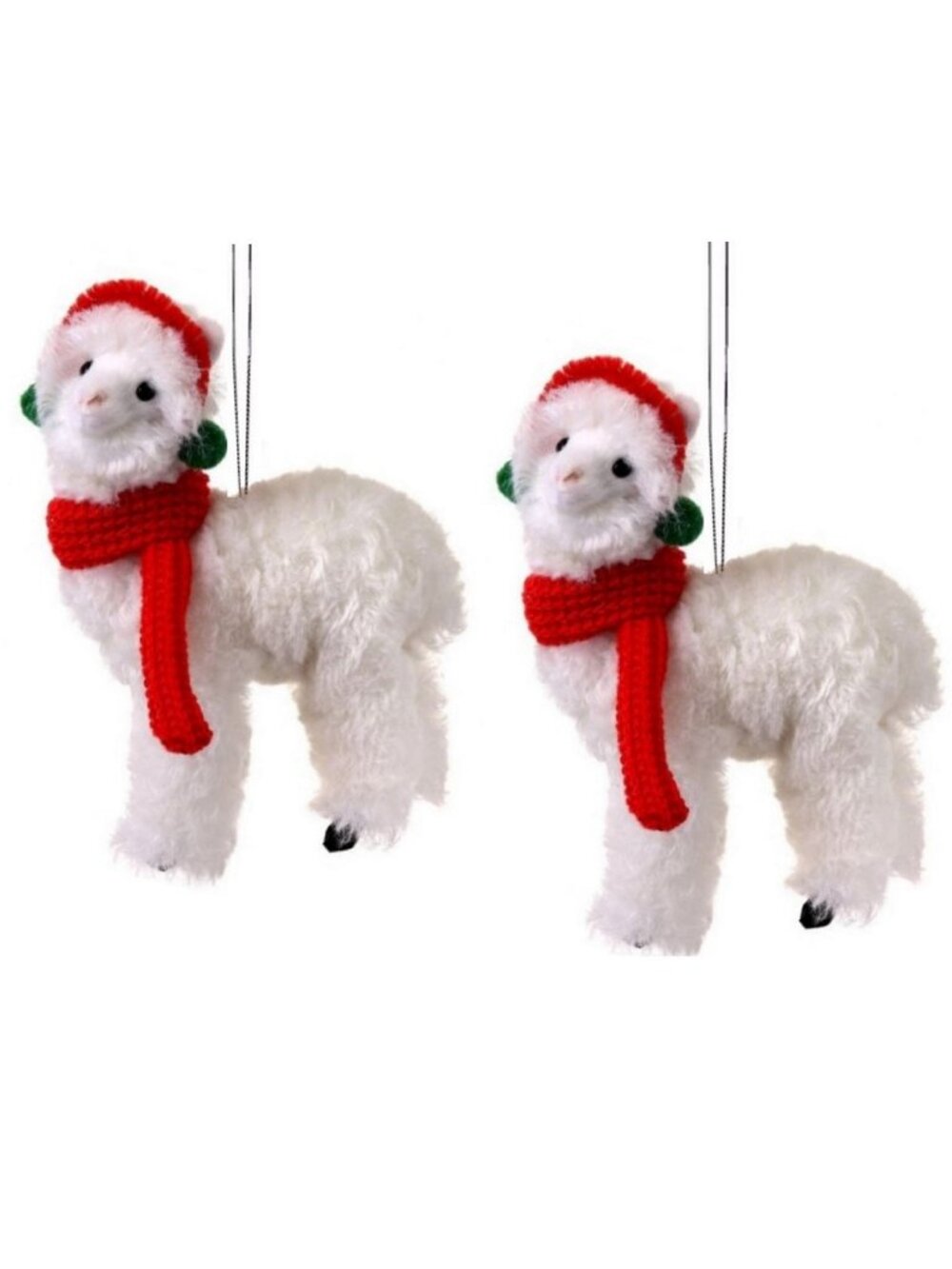 Set of 2 - 5" Faux Fur Christmas Llama Ornaments by Regency International